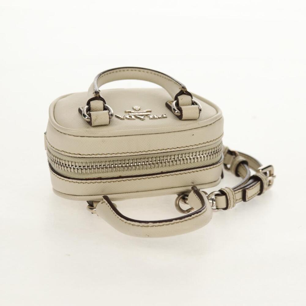 PRADA Pouch Safiano Ivory Silver Auth 157955V - Picture 6 of 16